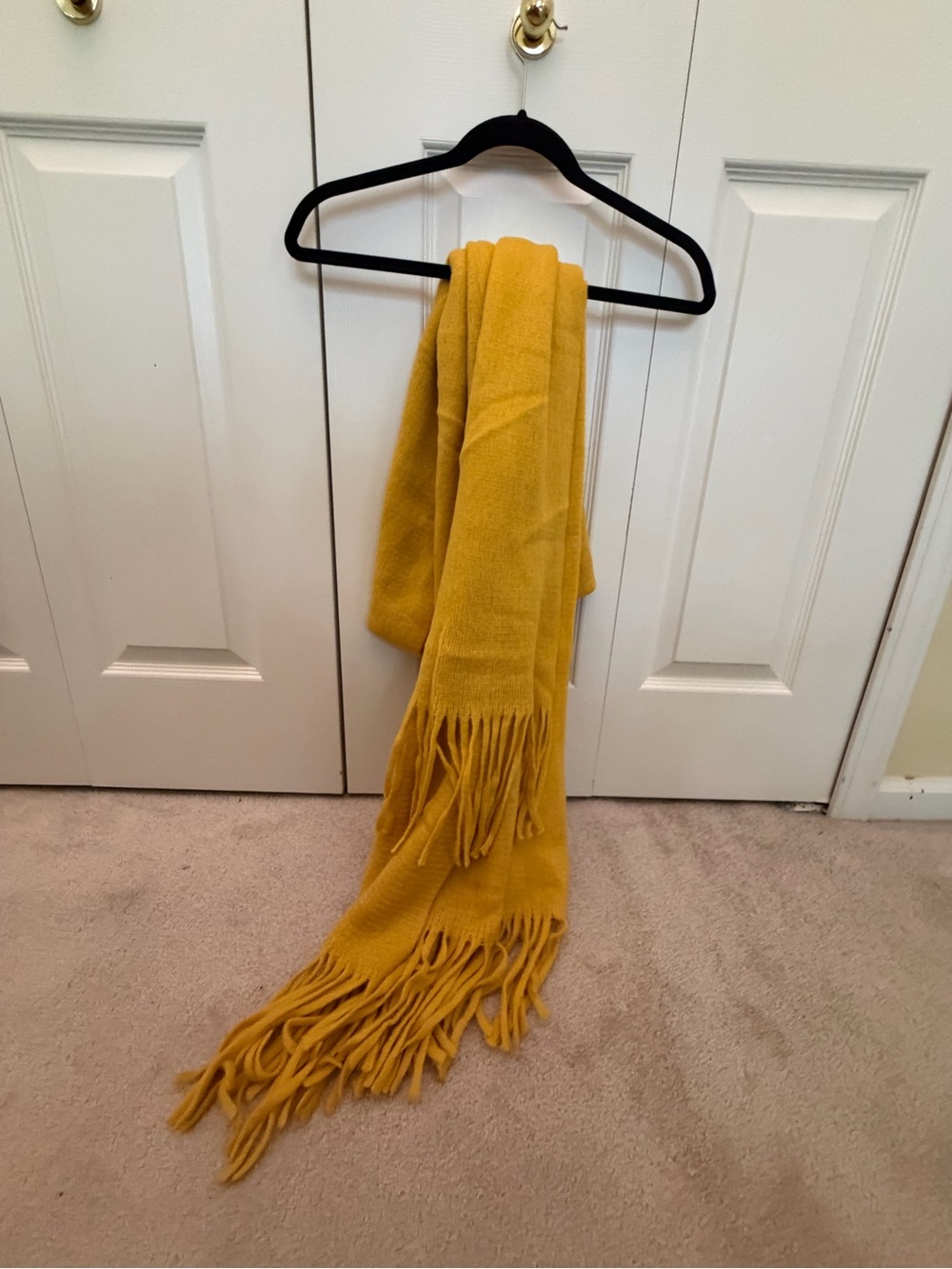 Steve Madden Golden Yellow Fringed Knit Scarf